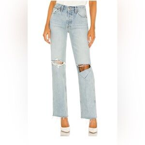 90’s high rise loose.   Color: breezy indigo with rips
